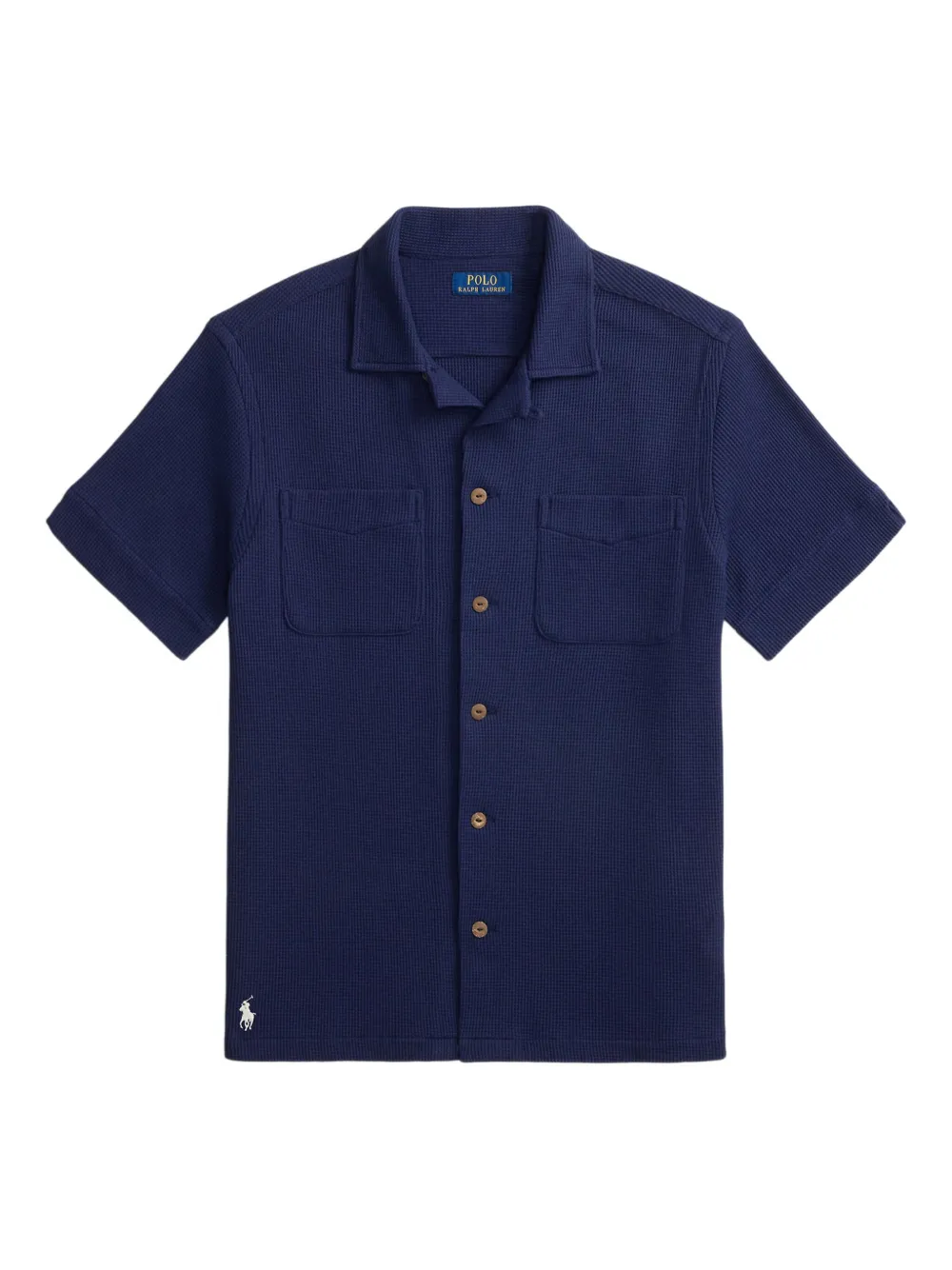 Polo Ralph Lauren Reverskragen-Hemd mit Waffelstrick-Muster - Blau