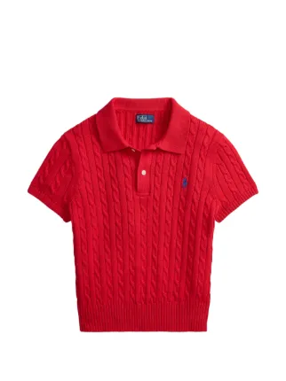 Polo Ralph Lauren Cropped cable-knit Polo Shirt | Red | FARFETCH