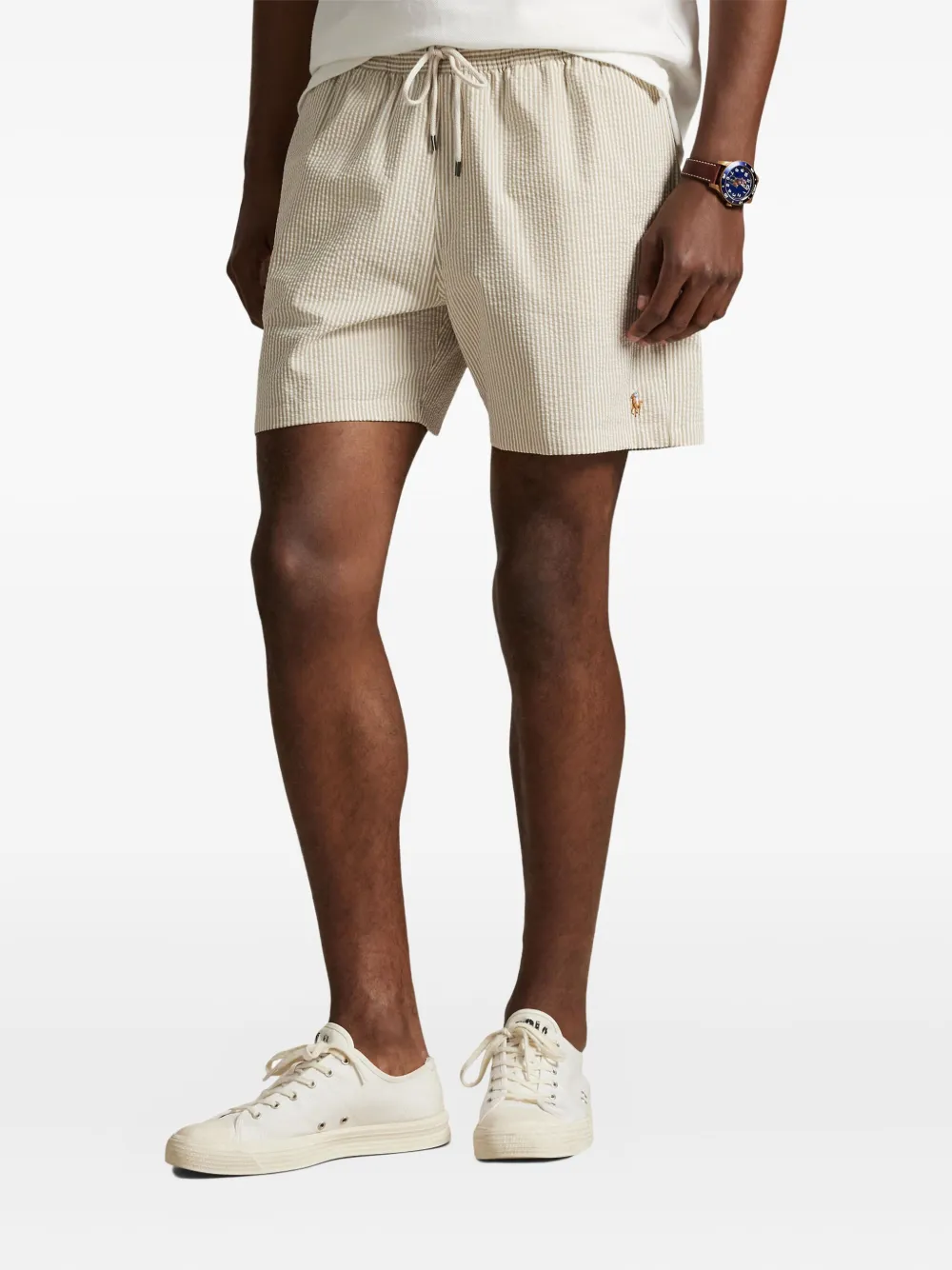 Polo Ralph Lauren Traveler Classic Striped Swim Shorts In Neutral