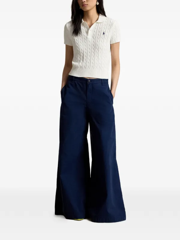 Polo Ralph Lauren クロップド ケーブルニットポロシャツ | ホワイト