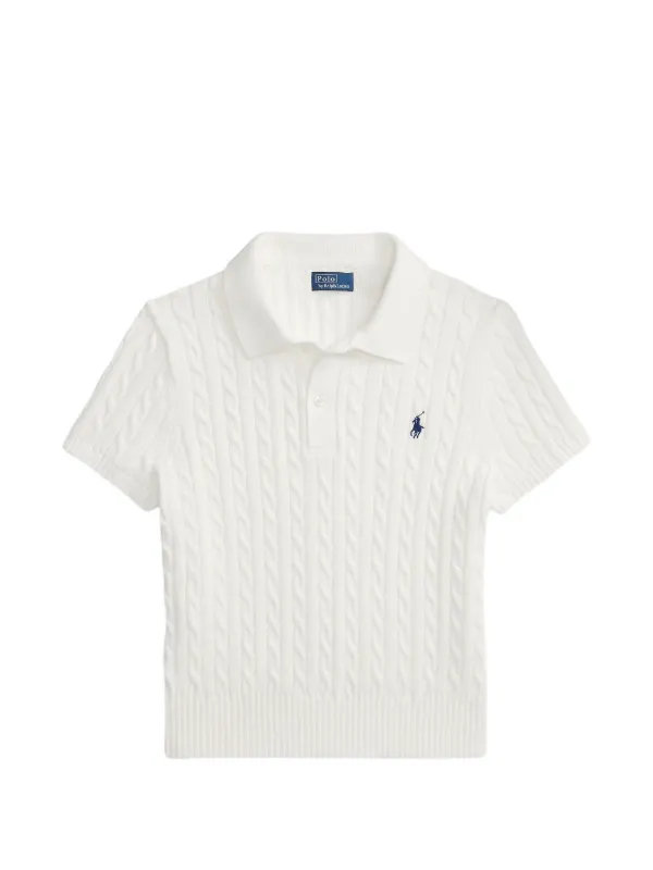Polo Ralph Lauren クロップド ケーブルニットポロシャツ | ホワイト