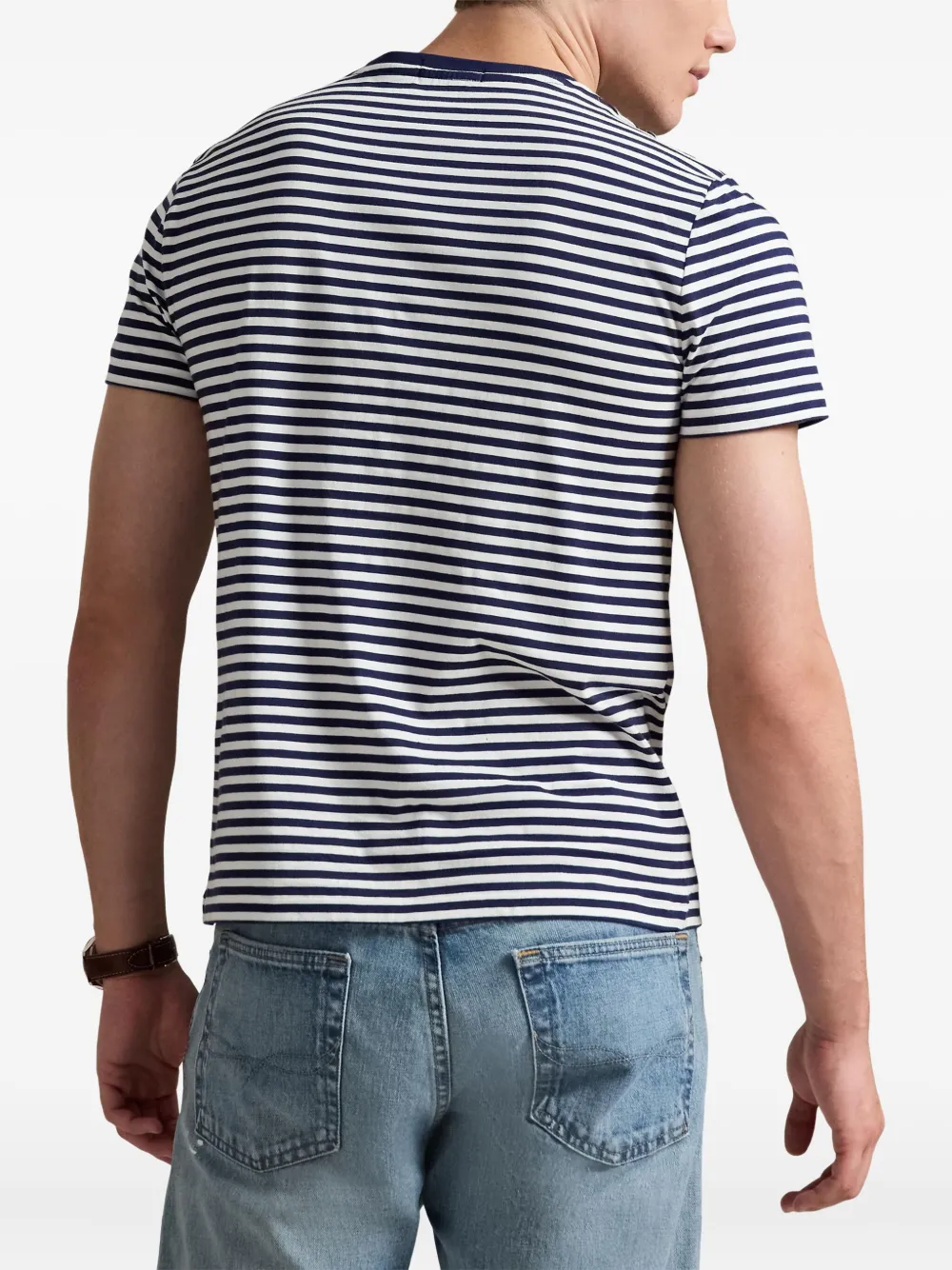 Polo Ralph Lauren Gestreept jersey T-shirt met borduurwerk Blauw