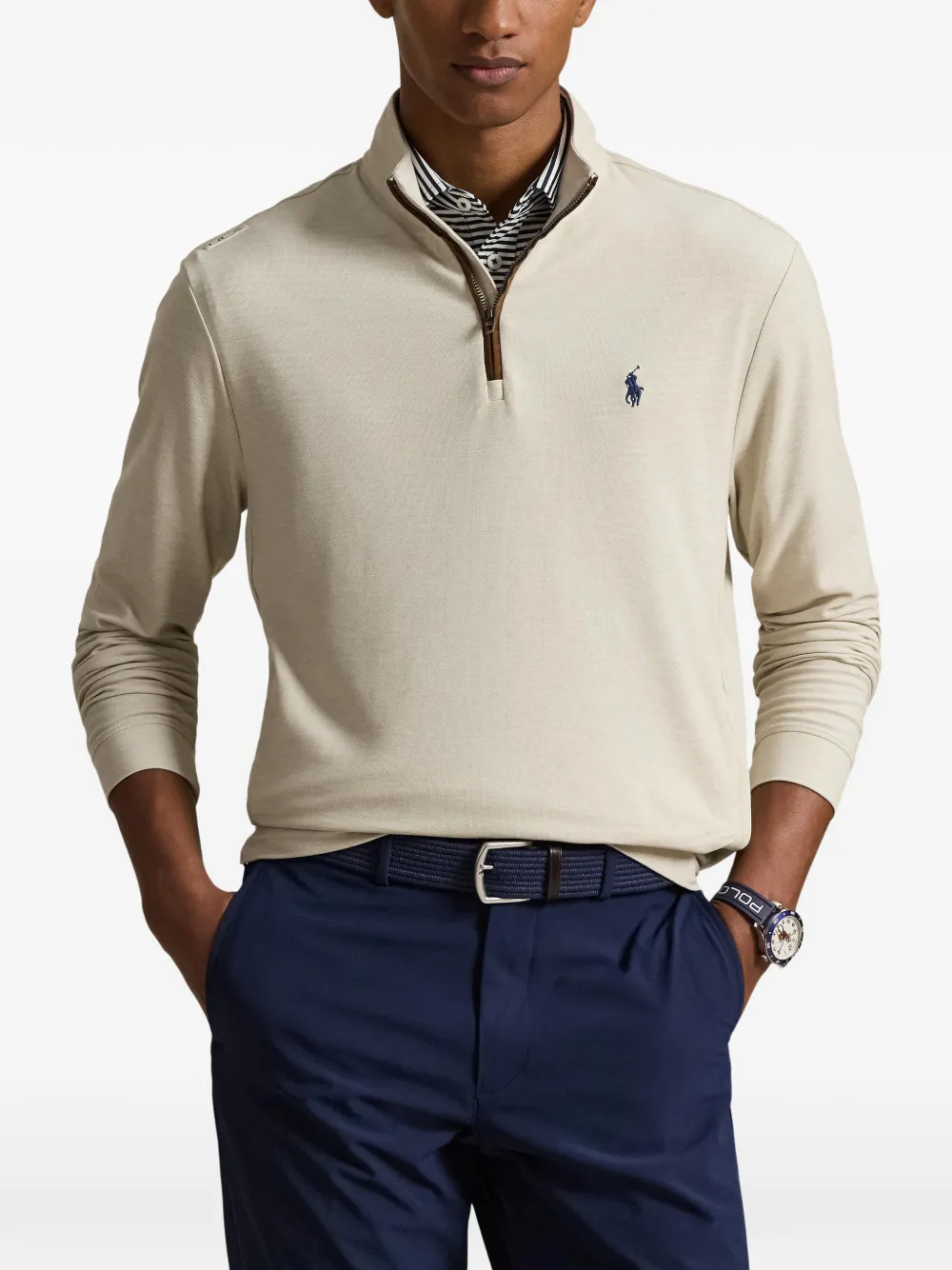  Rlx Ralph Lauren Zipped Mock-neck Sweater - Neutrals 