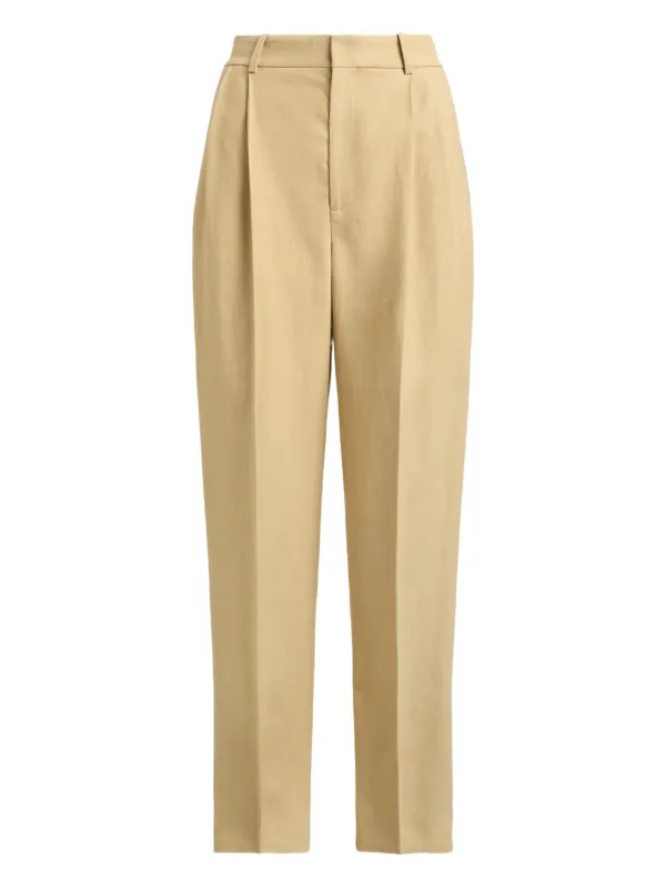 Polo Ralph Lauren Pleated Tapered Hemp Trousers in Neutrals