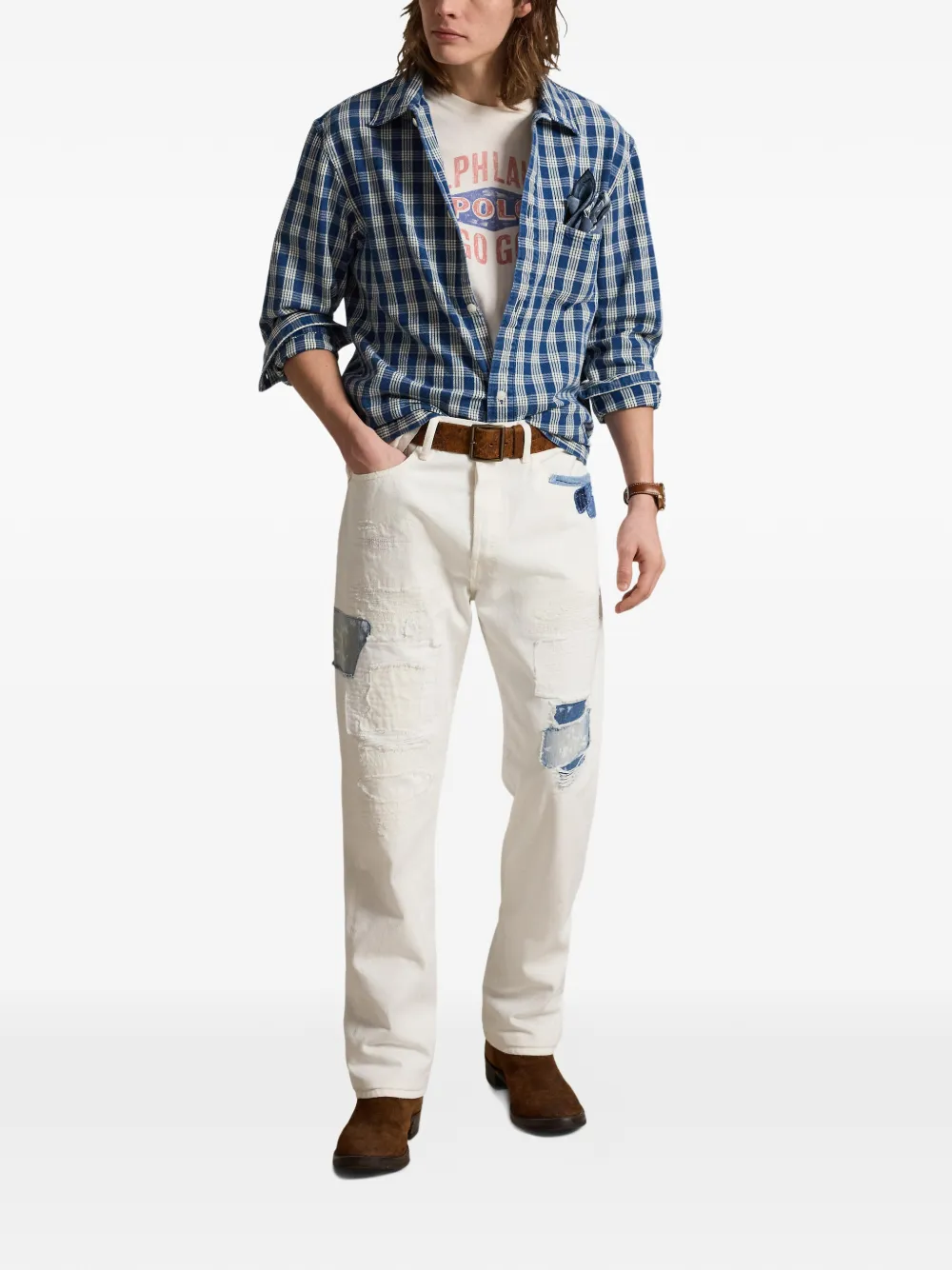 Polo Ralph Lauren Heritage jeans met patchwork Wit