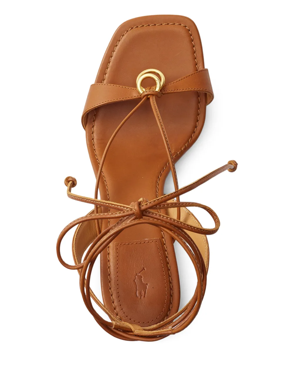 Polo Ralph Lauren Leren sandalen met ringdetail Bruin