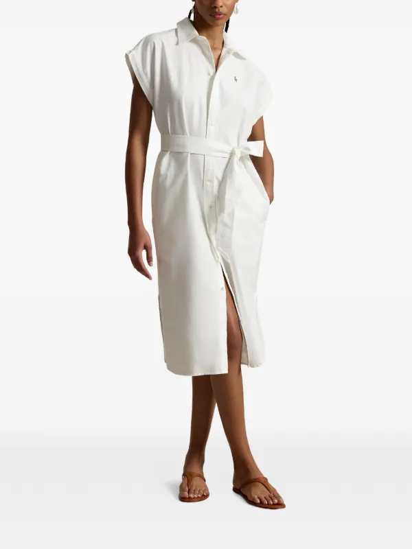 belted shirt dress white Ann Taylor Belted Collared Shirtdress Size 10 White Women's
