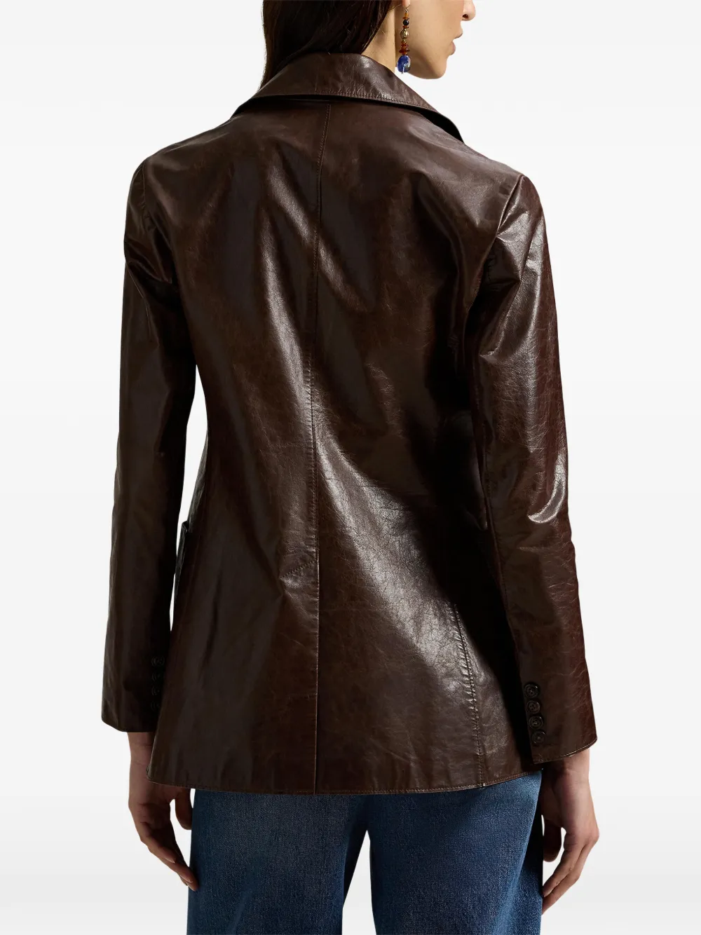 Polo Ralph Lauren Paper leren blazer Bruin