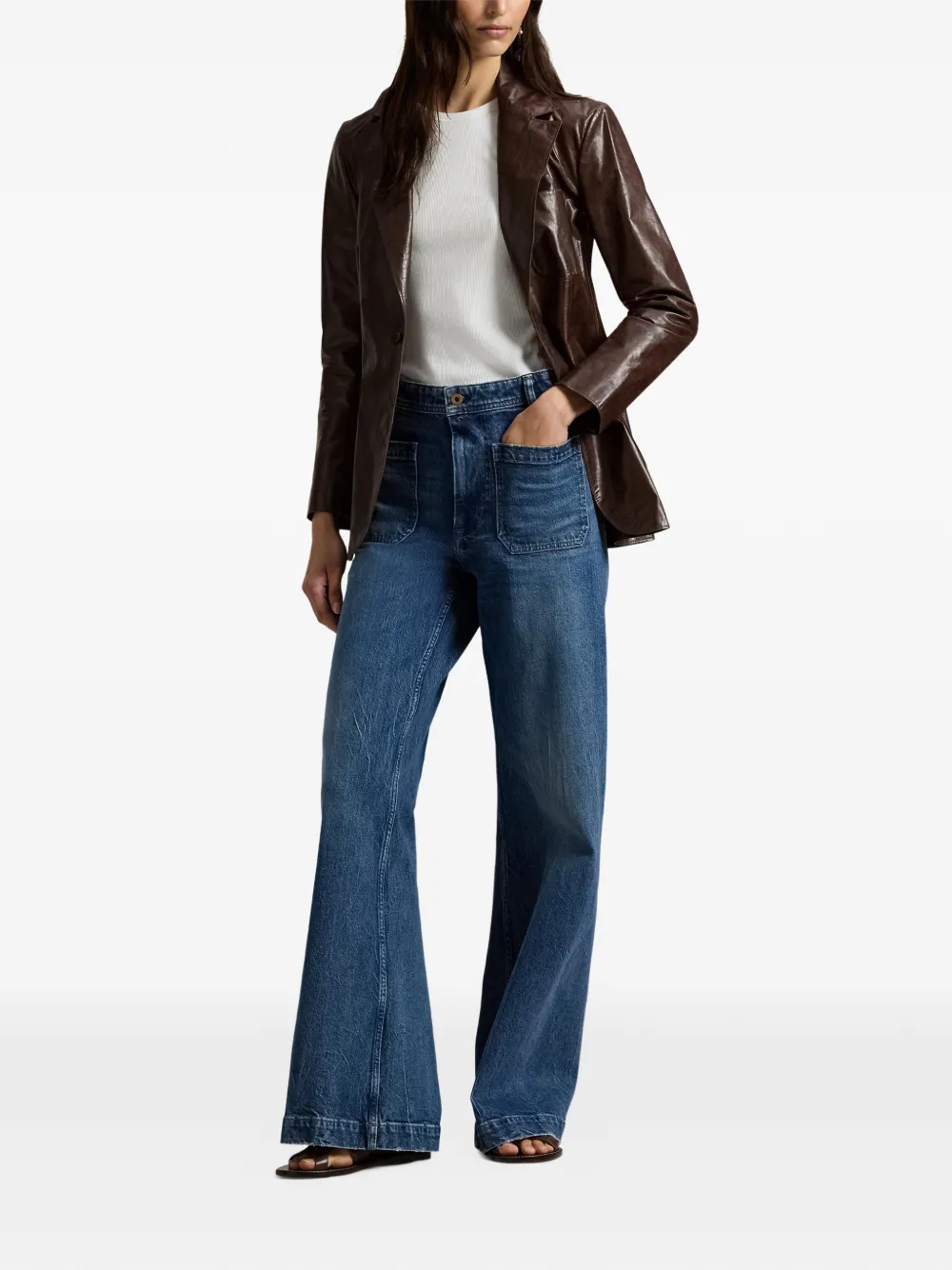 Polo Ralph Lauren Paper leren blazer Bruin