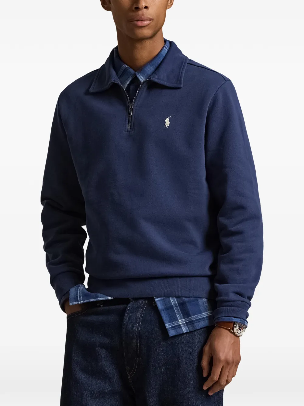 Polo Ralph Lauren Loopback fleece sweater met rits Blauw