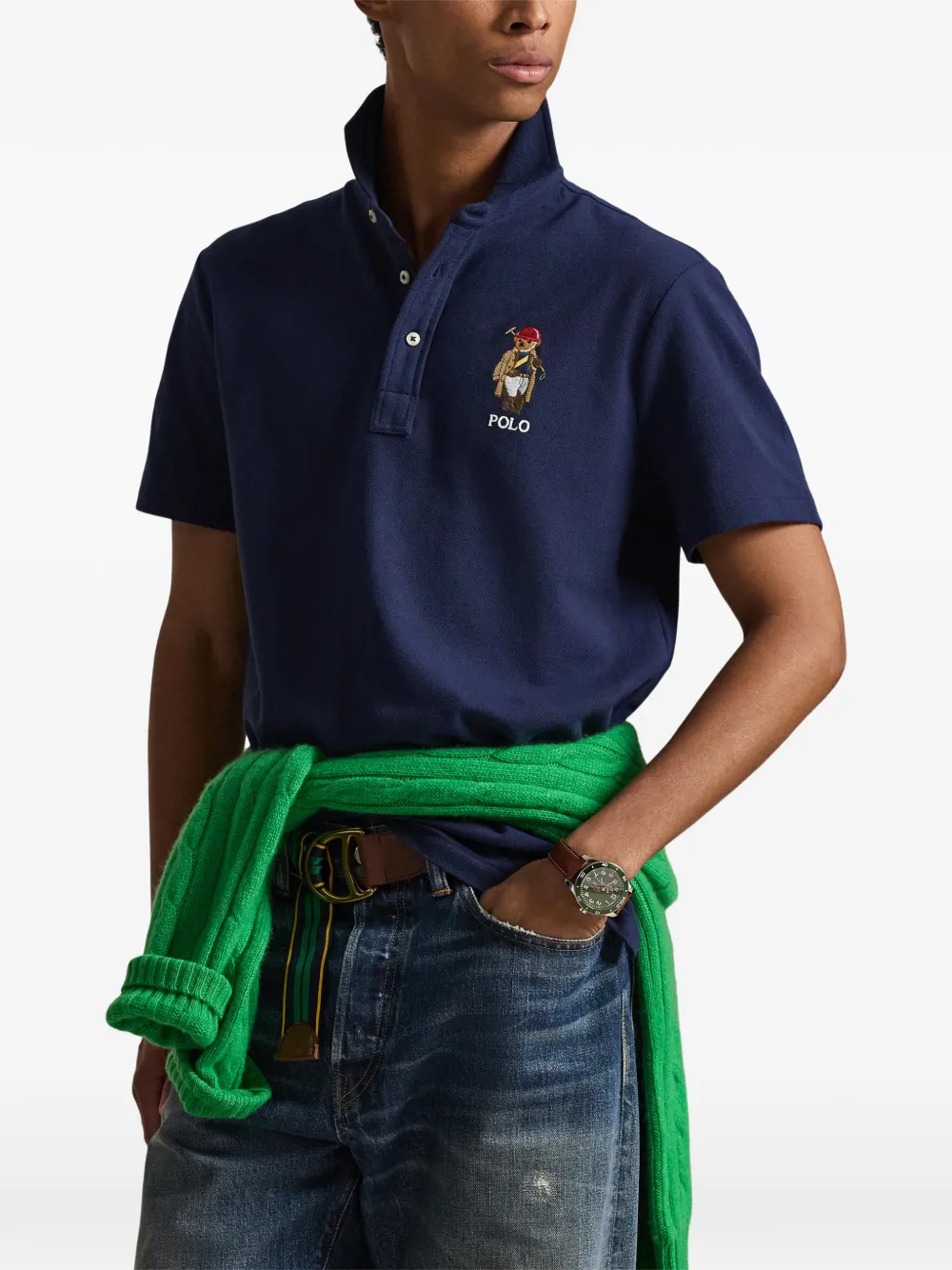 Polo Ralph Lauren Poloshirt met teddybeerprint Blauw