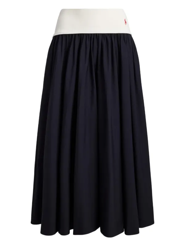 Polo Ralph Lauren Maxi Contrast-waistband Skirt in Blue