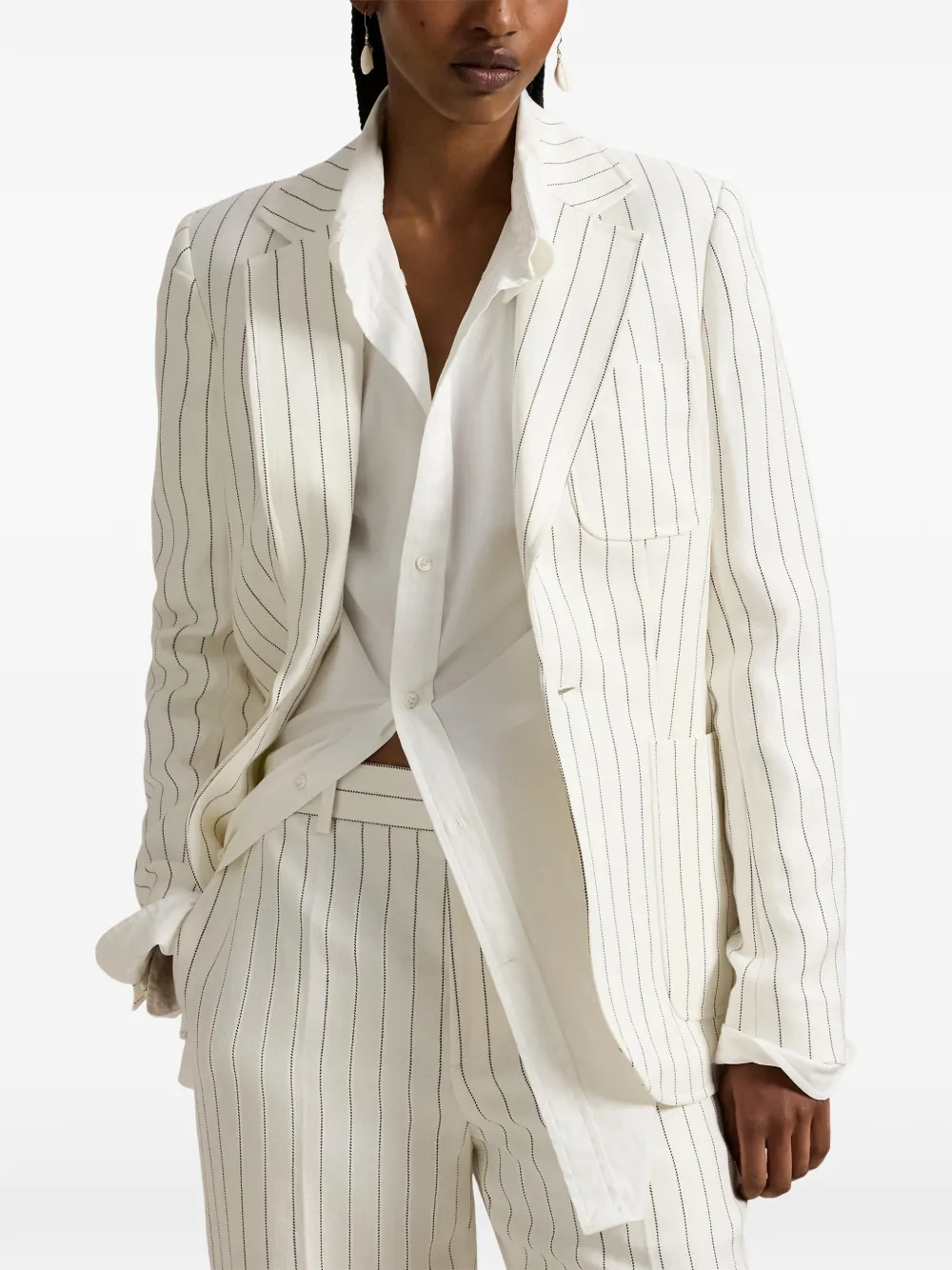 Polo Ralph Lauren Gestreepte katoenen blazer Beige