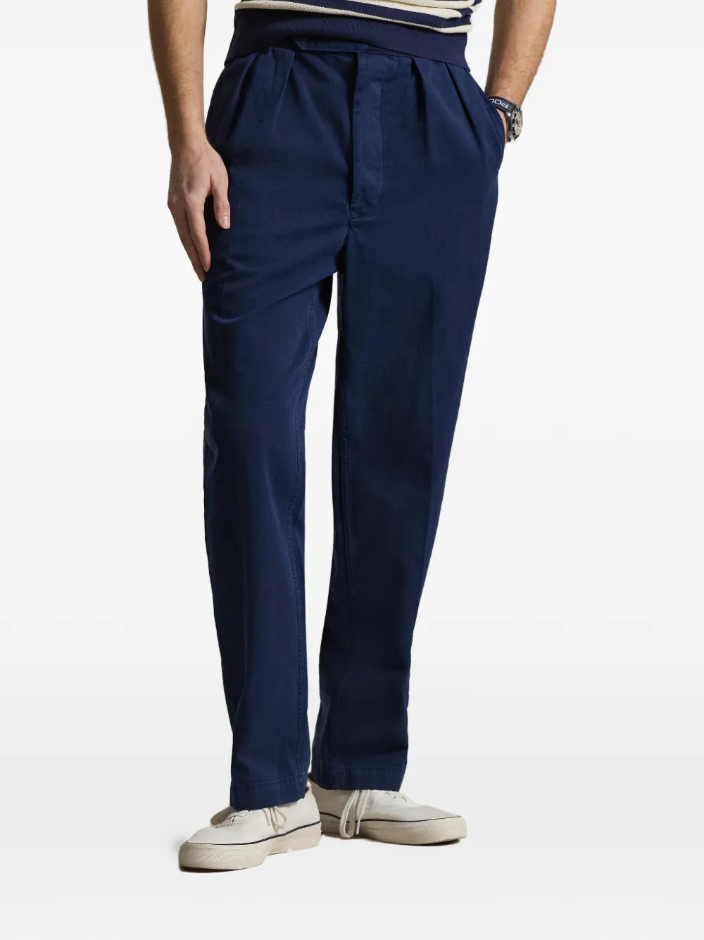 Polo Ralph Lauren Twill plooibroek met knoop Blauw