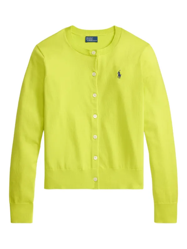 Polo Ralph Lauren Logo-embroidered Crew-neck Cardigan in Green