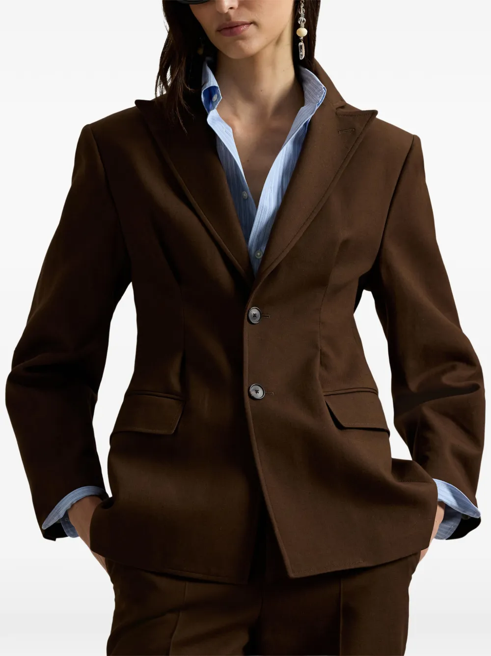 single-breasted cotton-wool twill blazer
