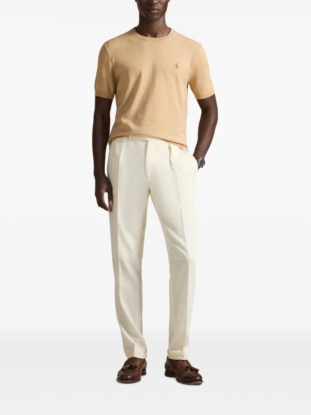Polo Ralph Lauren T-shirt met ronde hals en borduurwerk Beige