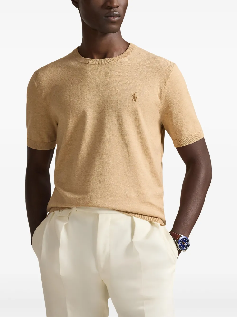 Polo Ralph Lauren T-shirt met ronde hals en borduurwerk Beige