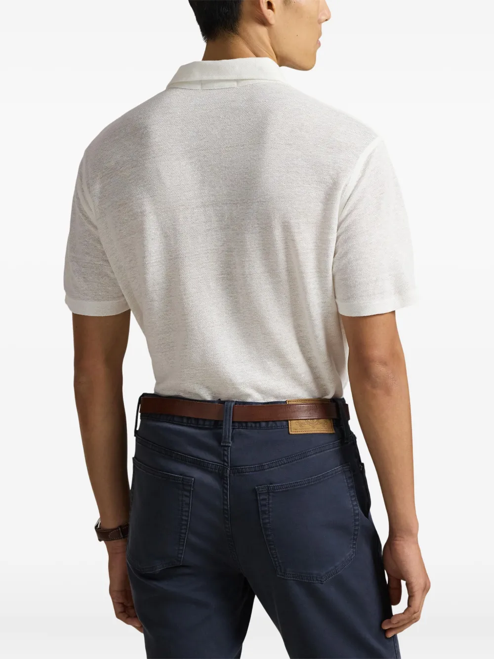 Polo Ralph Lauren Linnen piqué poloshirt met zak Wit