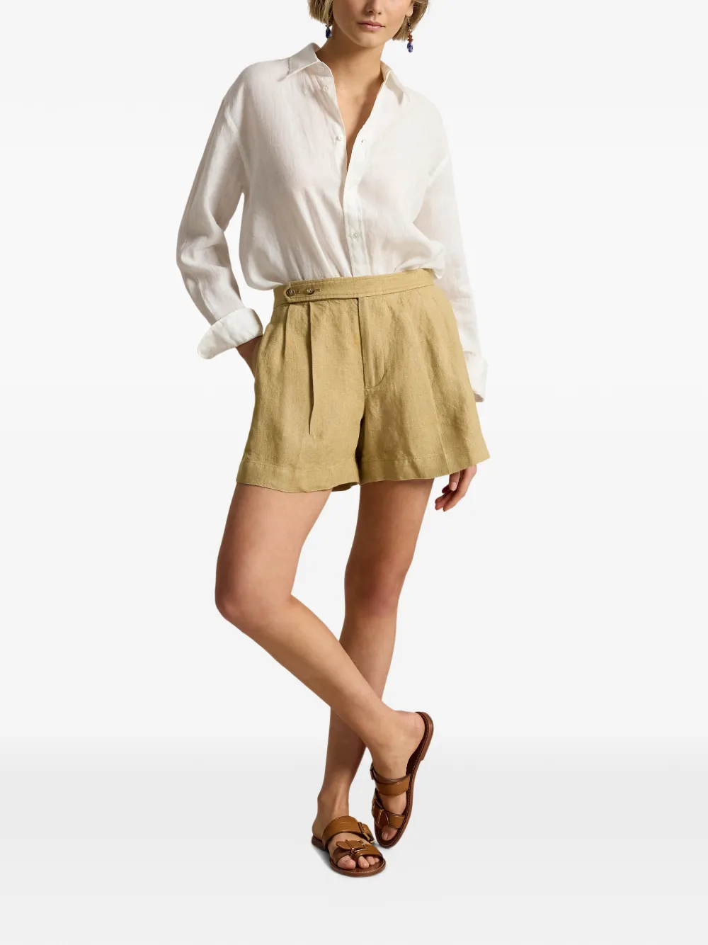  Polo Ralph Lauren Rae Pleated Shorts - Neutrals 