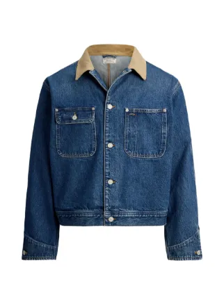 Polo Ralph Lauren Jaqueta Jeans Com Gola Em Veludo Cotelê | Azul