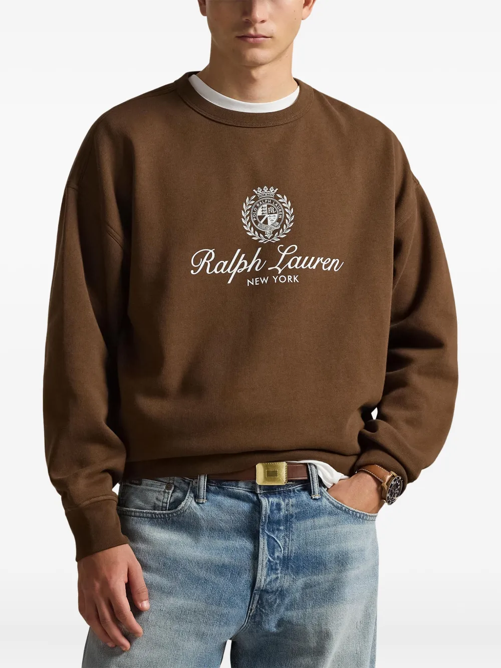 Polo Ralph Lauren Fleece sweater met grafische print Bruin
