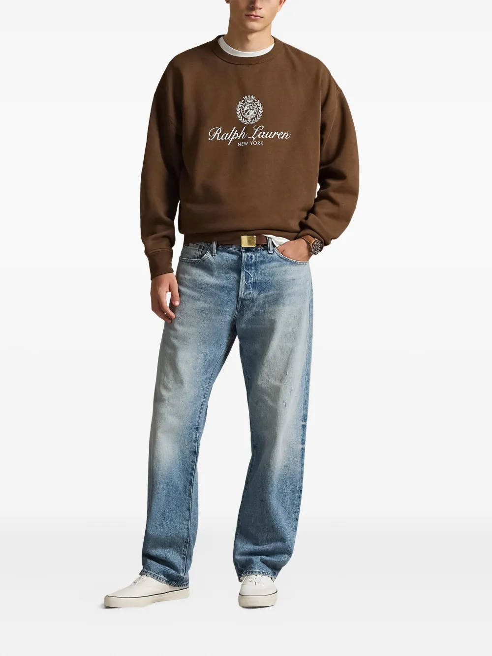 Polo Ralph Lauren Fleece sweater met grafische print Bruin