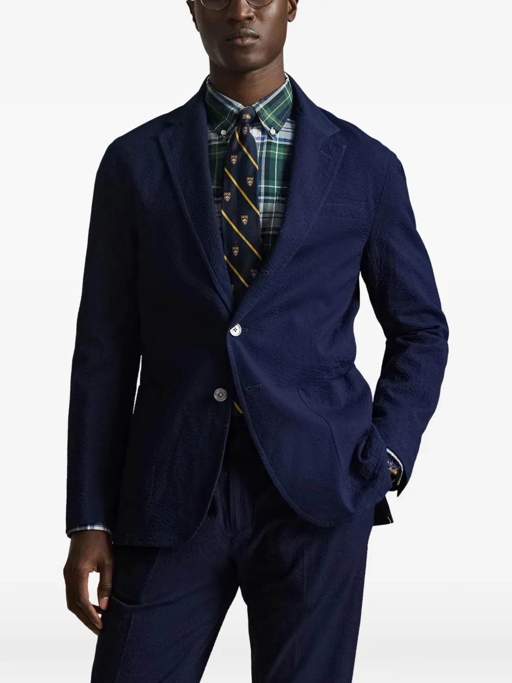 three-button cotton blazer