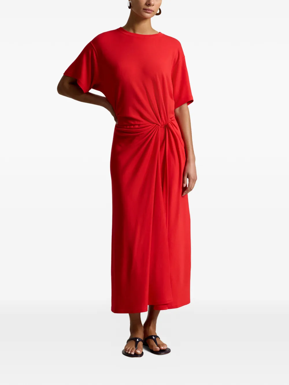 Polo Ralph Lauren Midi-jurk met gedraaid detail Rood