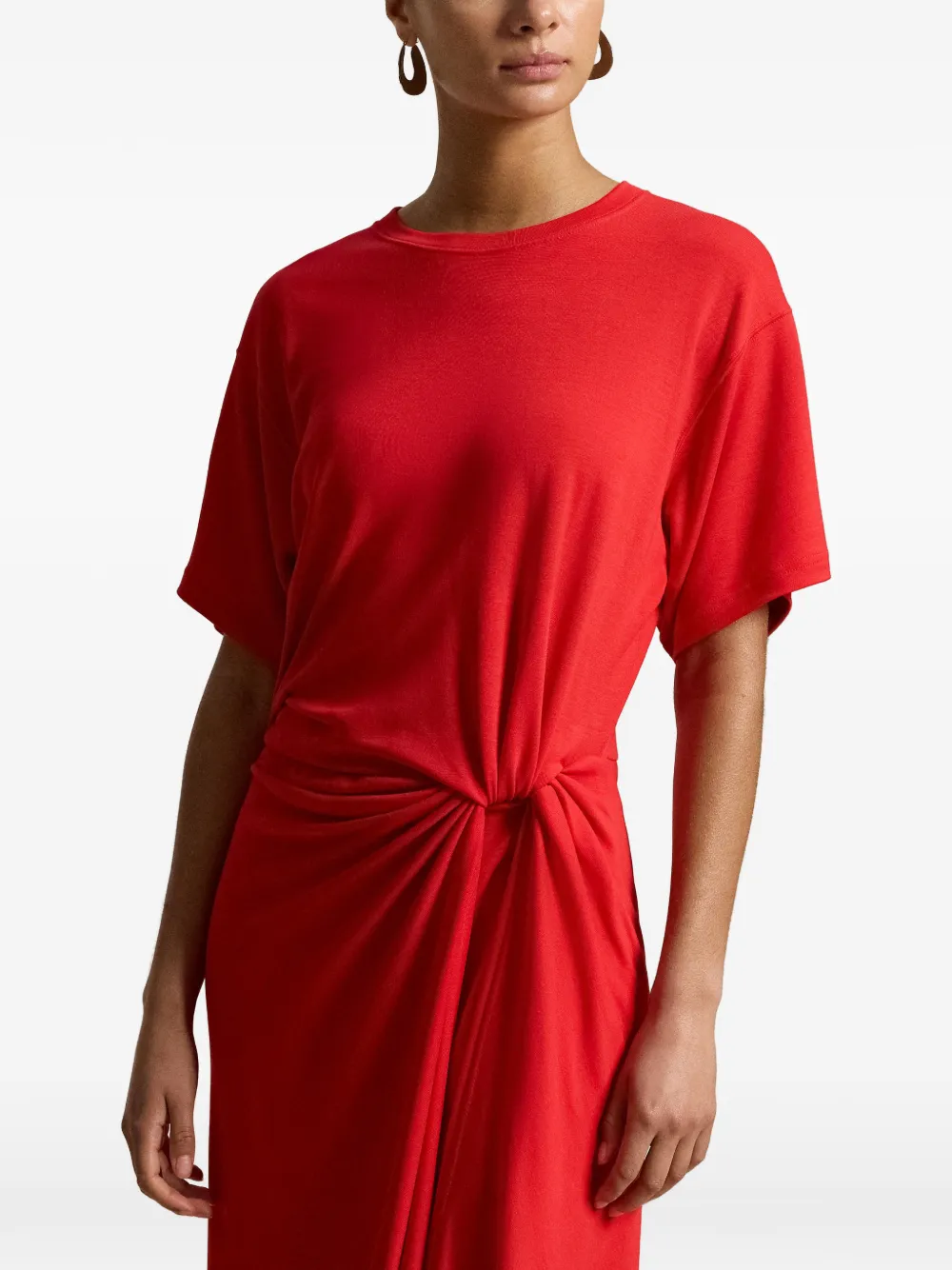 Polo Ralph Lauren Midi-jurk met gedraaid detail Rood