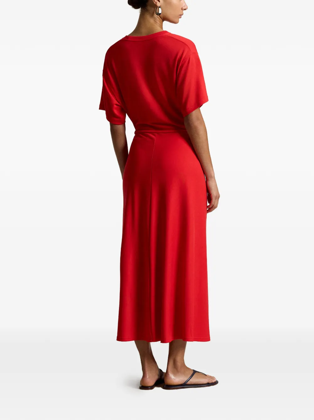 Polo Ralph Lauren Midi-jurk met gedraaid detail Rood