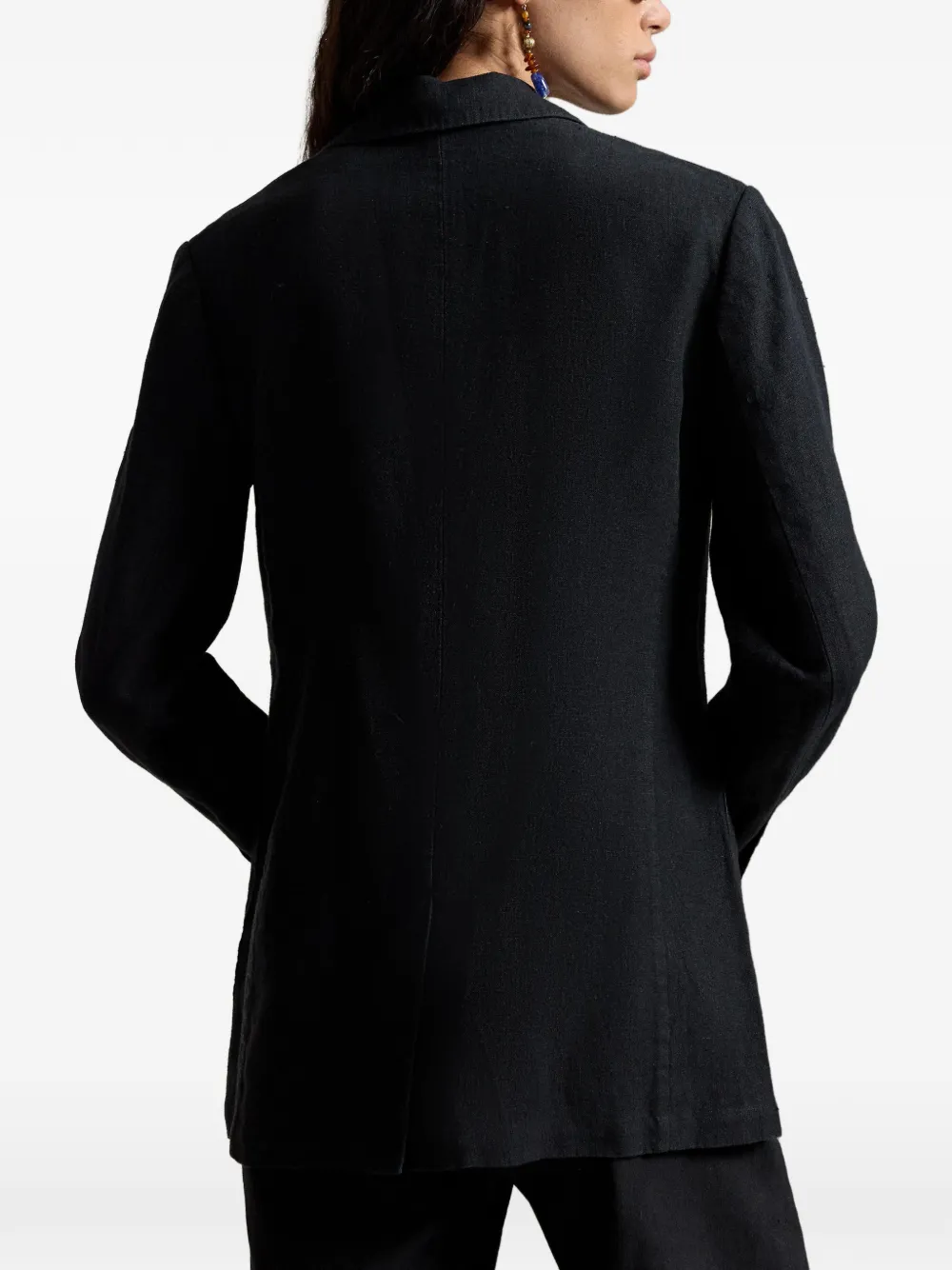 Polo Ralph Lauren Linnen blazer met enkele rij knopen Zwart