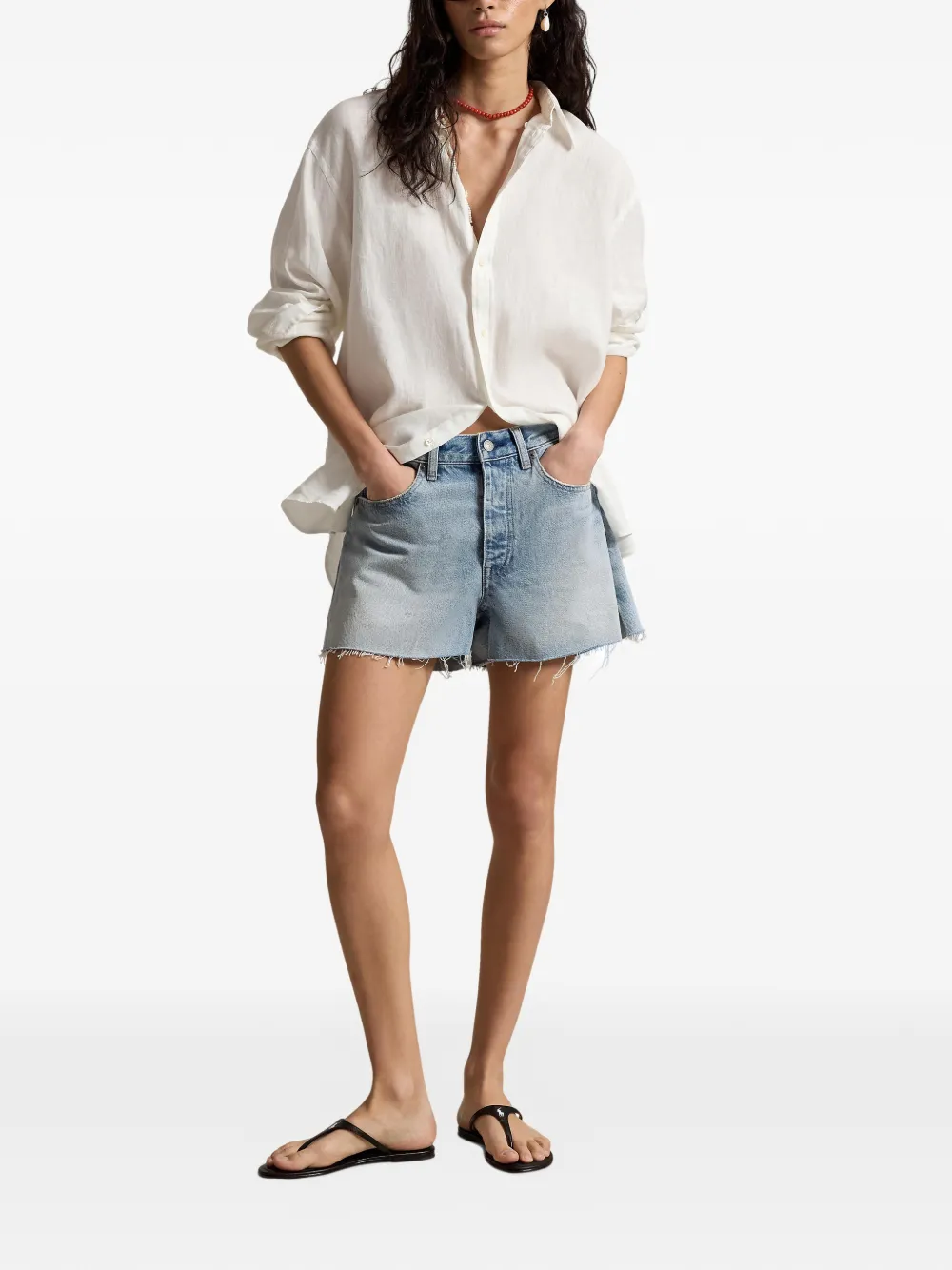 Polo Ralph Lauren Shorts met franje en vijf zakken Blauw