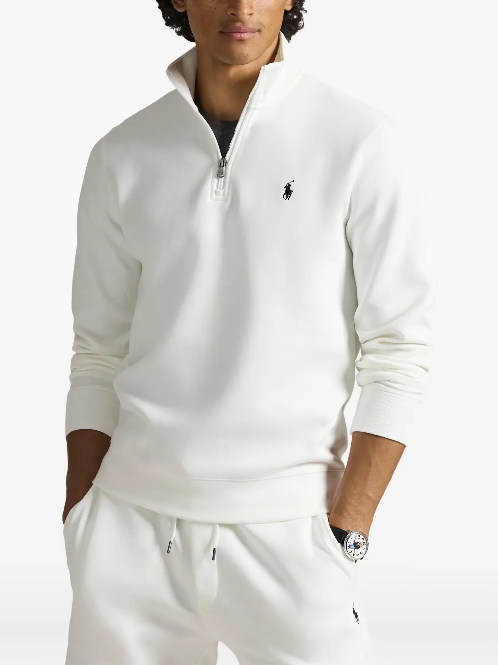 Ralph Lauren ホワイト長袖ポロシャツ M y2k swag drip Polo Ralph Lauren Double-knit quarter-zip Pullover | White | FARFETCH