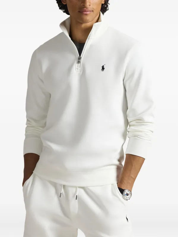 Polo Ralph Lauren Double-knit quarter-zip Pullover | White | FARFETCH