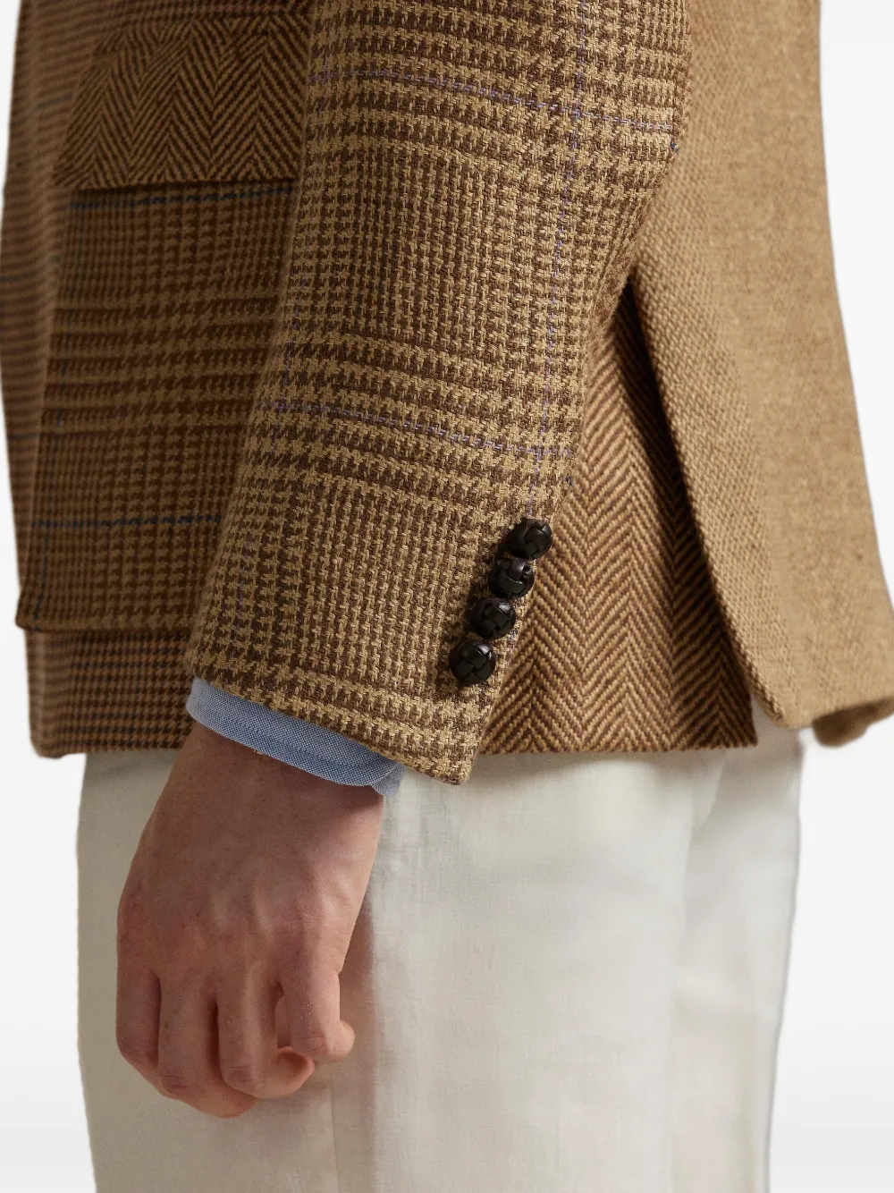 checked herringbone-pattern blazer