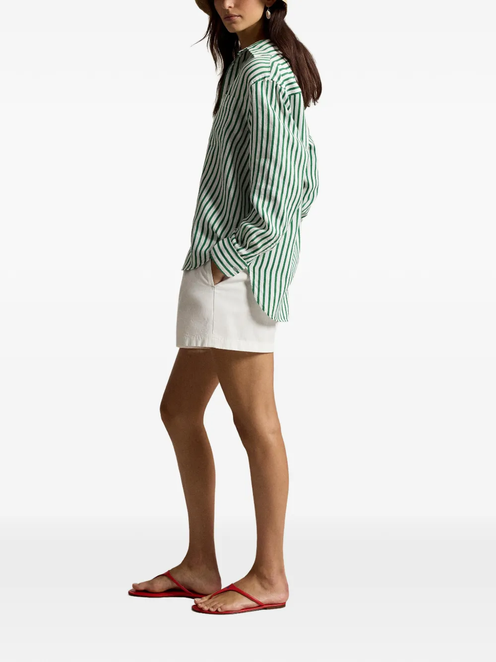 Polo Ralph Lauren Striped Pocket Light Shirt in Green, view 2