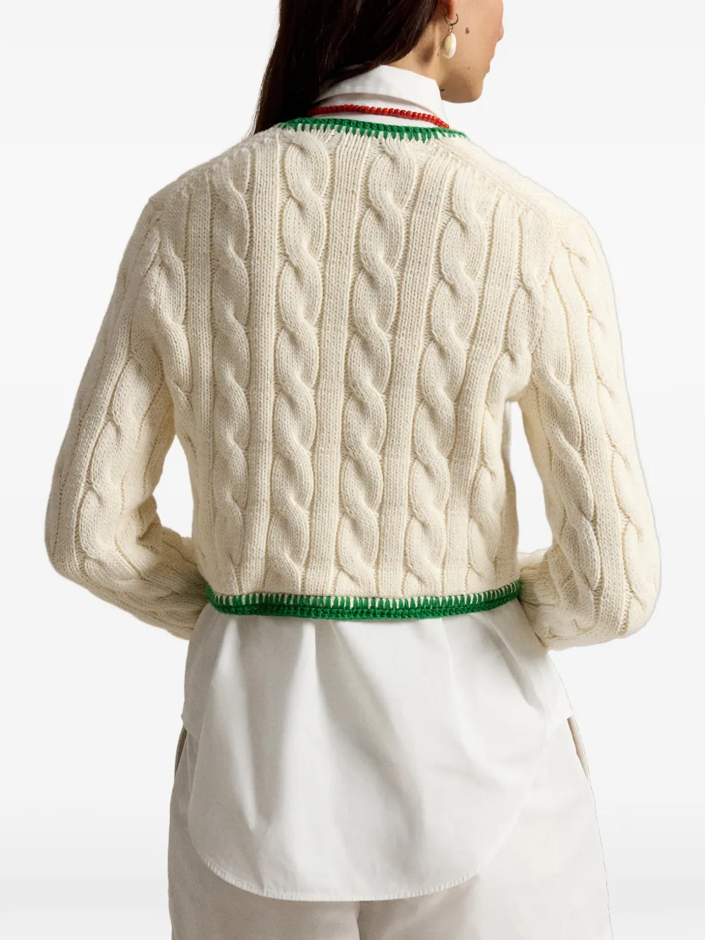 Polo Ralph Lauren Kabelgebreid vest met contrasterende afwerking Beige
