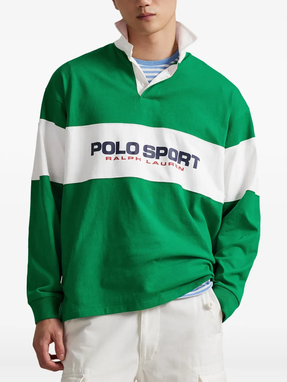 Polo Ralph Lauren Sport-Rugby poloshirt met lange mouwen Groen
