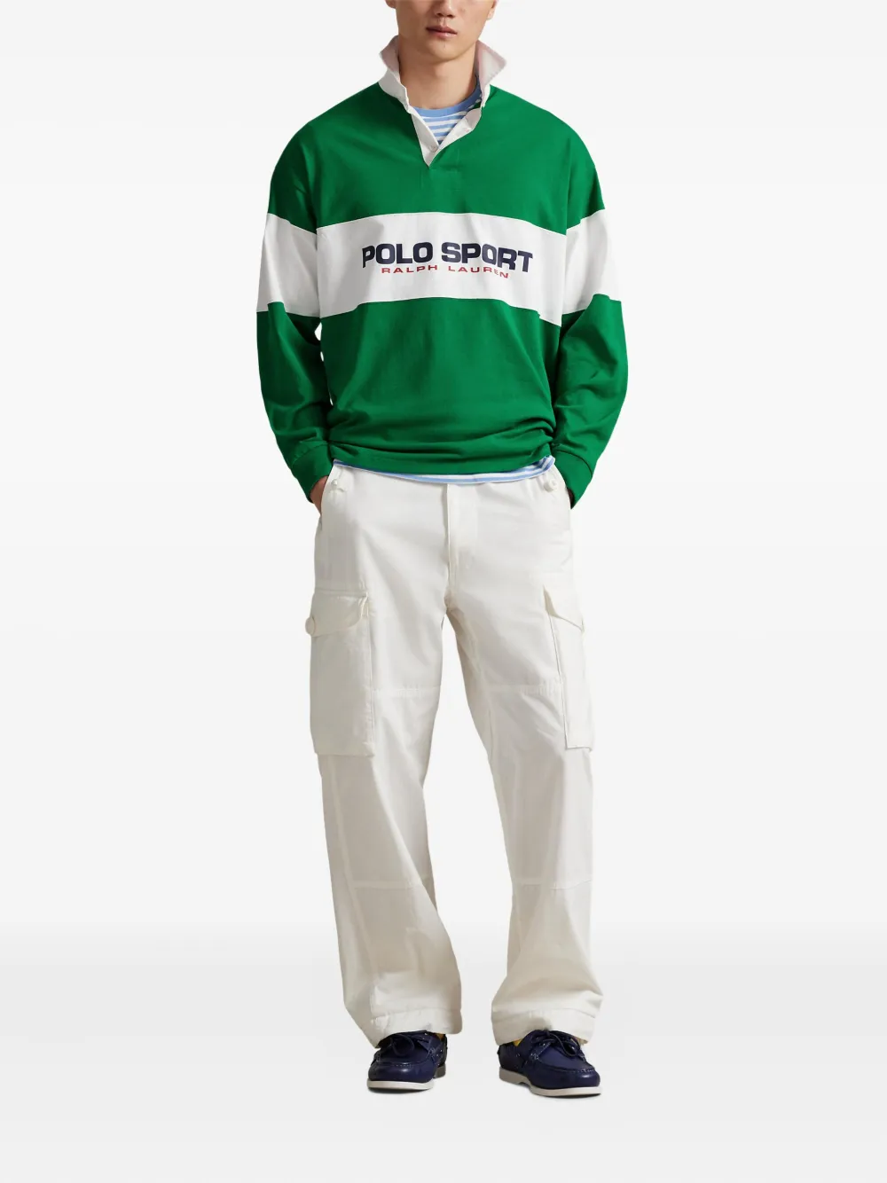 Polo Ralph Lauren Sport-Rugby poloshirt met lange mouwen Groen