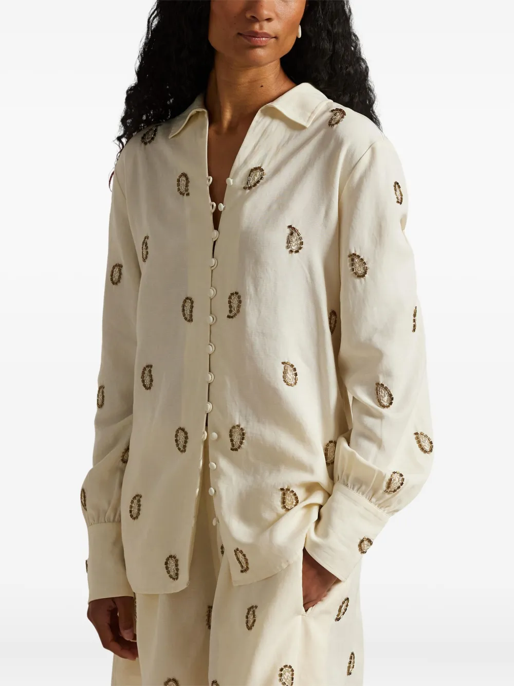 Polo Ralph Lauren Bead-detailed Shirt In Neutral