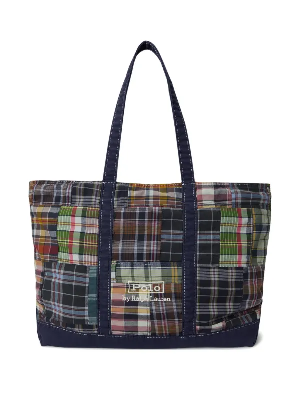 Polo Ralph Lauren パッチワークバッグ Polo Ralph Lauren Madras パッチワーク ハンドバッグ | ブルー
