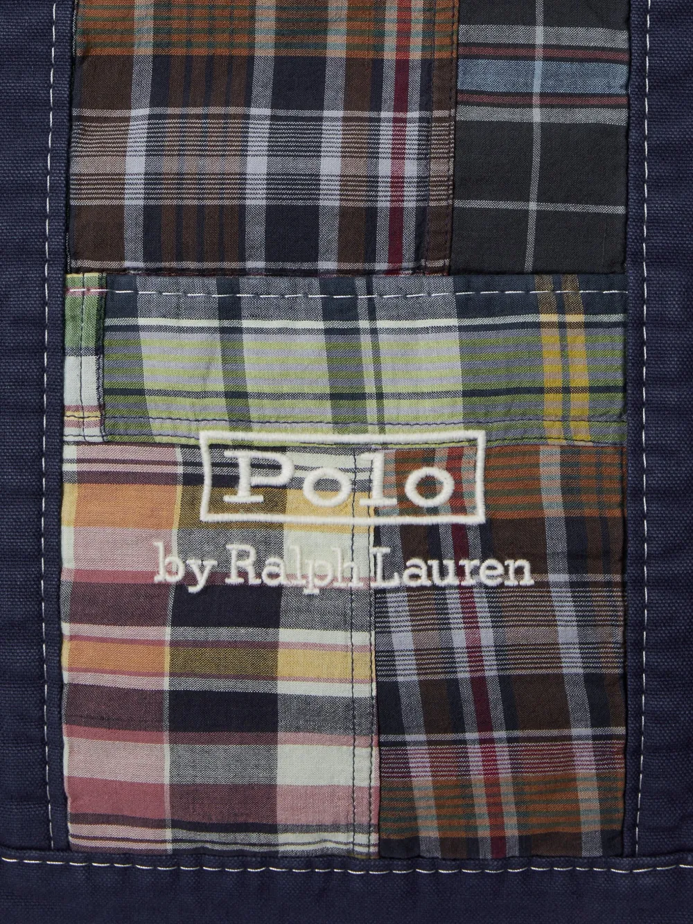 Polo Ralph Lauren Madras shopper met patchwork Blauw