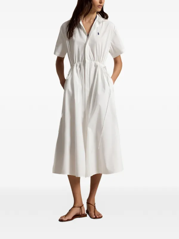 ralph lauren white midi dress Polo Ralph Lauren Drawstring Midi Dress | White