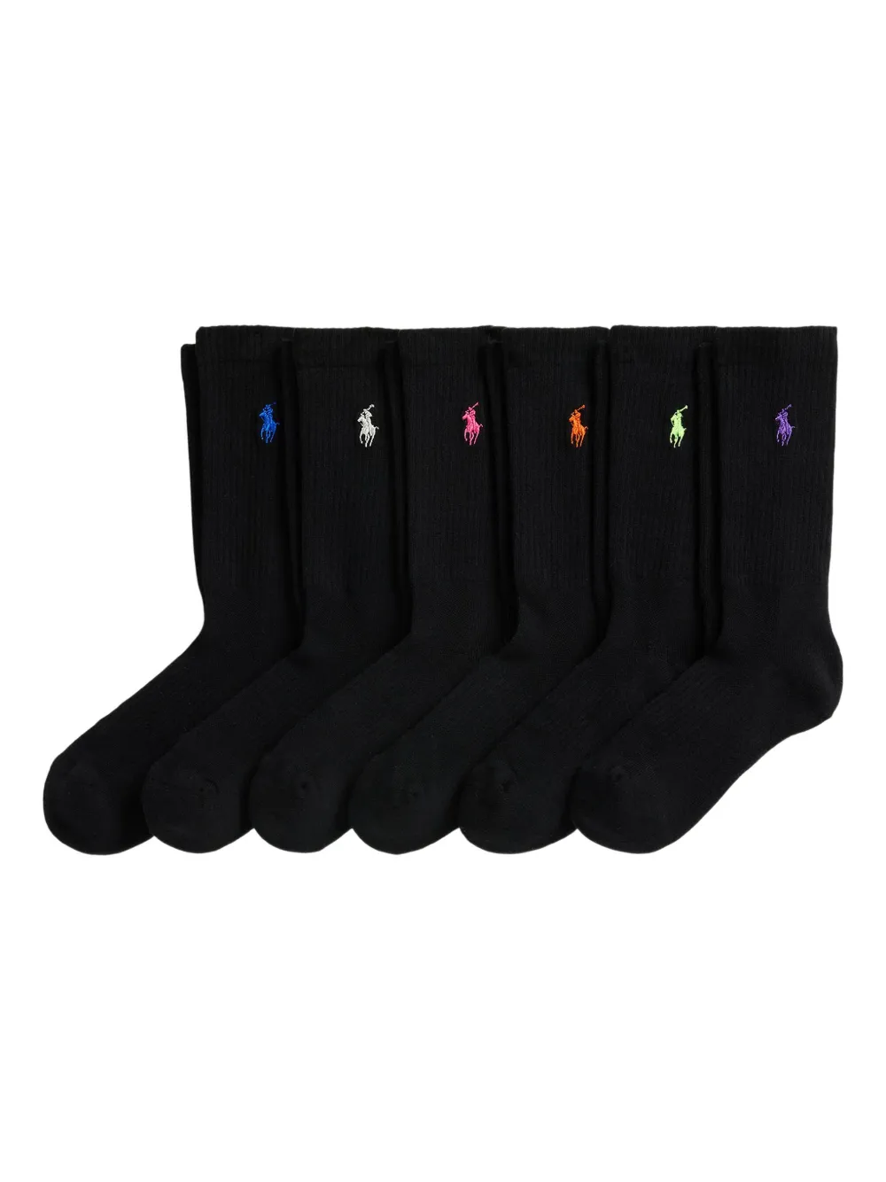 Polo Ralph Lauren Polo Pony-embroidered Socks (pack Of Six) In Black
