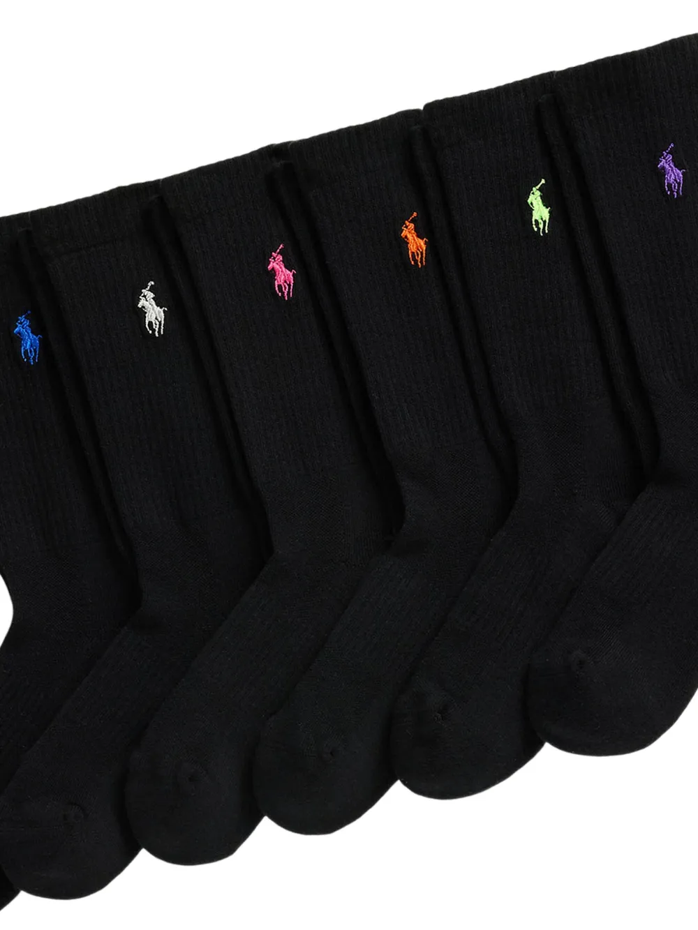 Polo Ralph Lauren Polo Pony-embroidered Socks (pack Of Six) In Black