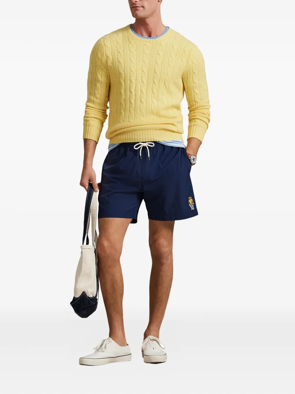 Polo Ralph Lauren Zwembroek met borduurwerk en trekkoord Blauw