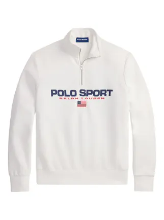 ☺︎！Polo Ralph Lauren Polo Ralph Lauren Moletom Com Estampa De Zíper | Branco | FARFETCH BR