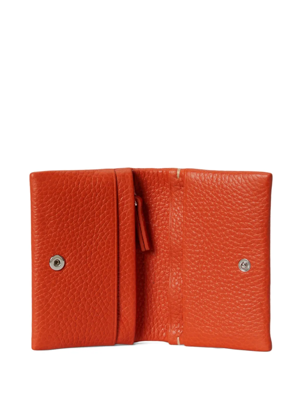 Polo Ralph Lauren Pebbled Leather Snap Wallet In Orange