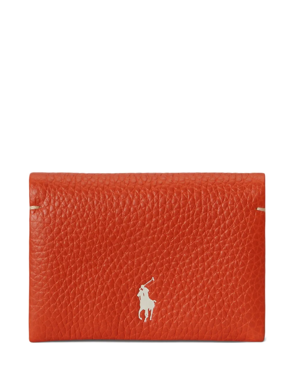 Polo Ralph Lauren Pebbled Leather Snap Wallet In Orange